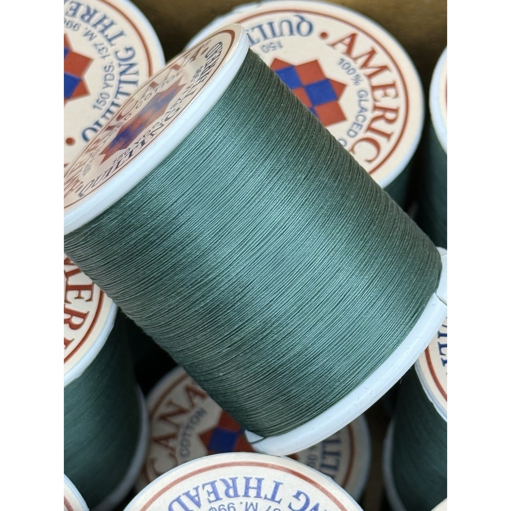 Lot 10 CHURCHILL GREEN Americana Quilting‎ Thread 150 Yds 100% Glacéd Cotton